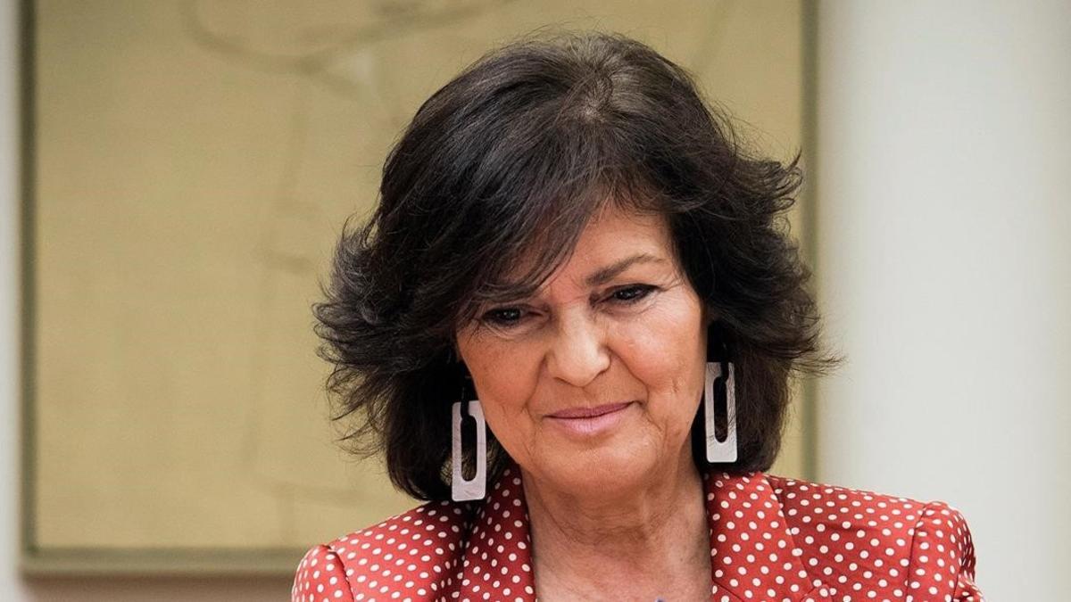 La vicepresidenta, Carmen Calvo, este martes en el Congreso.