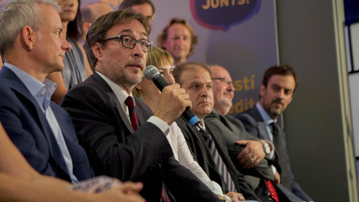 Agustí Benedito durante la presentación de su precandidatura a las elecciones del FC Barcelona 2015