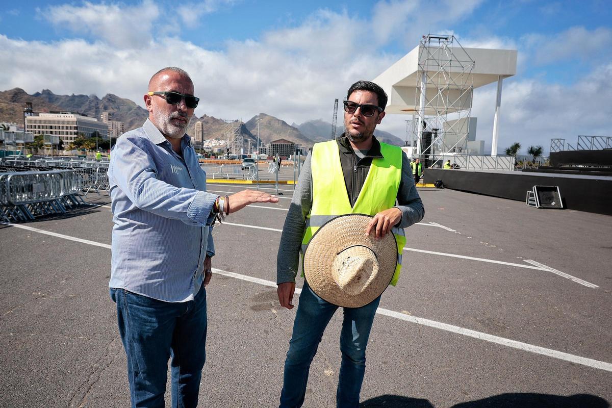 Inspección del recinto para la misa del papa León XIV en Tenerife