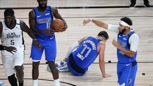 Doncic, en el partido en que se lesionó ante los Clippers.