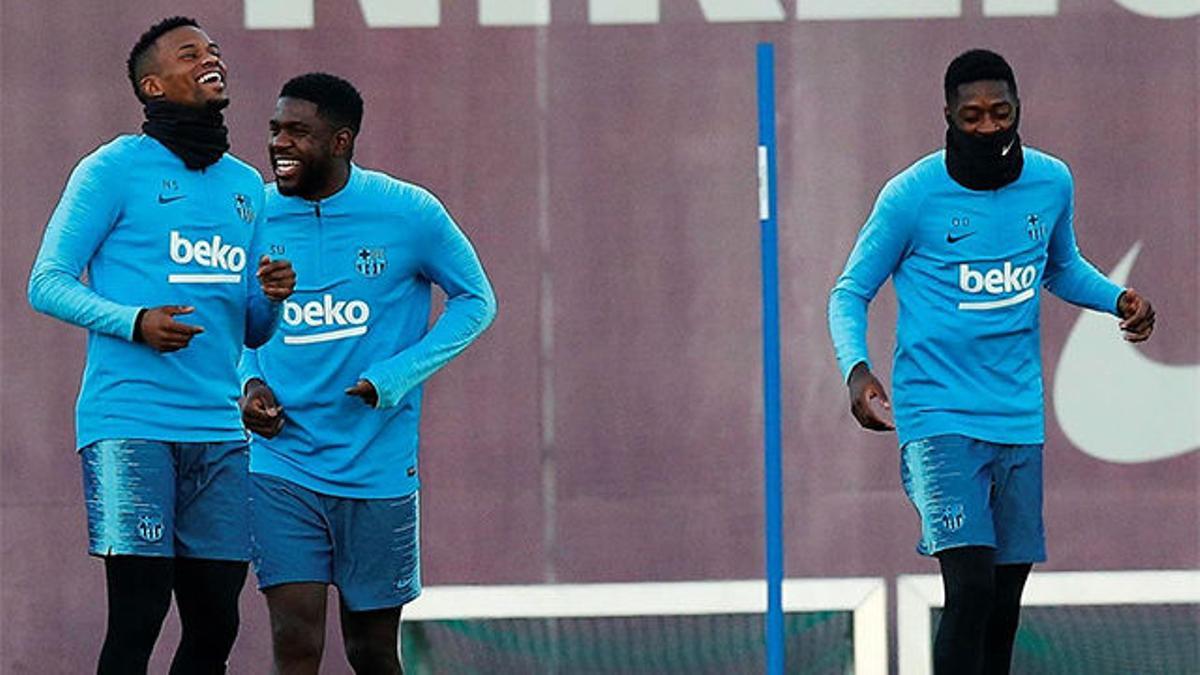 Umtiti deja buenas sensaciones durante el entrenamiento del Barça