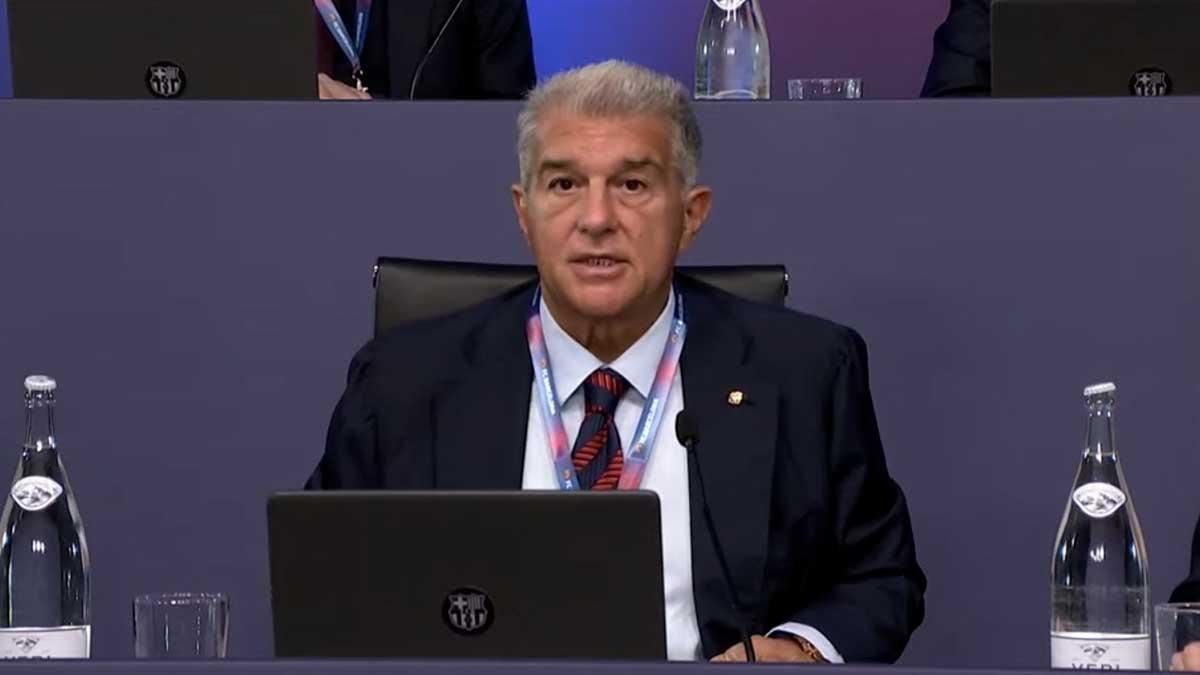 Laporta se acuerda del Real Madrid en su discurso en la Asamblea