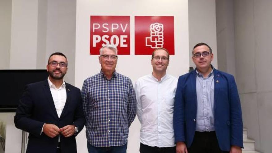 Benlloch, Grau, Blanch y Badenas, al inicio de la campaña de las Primarias.