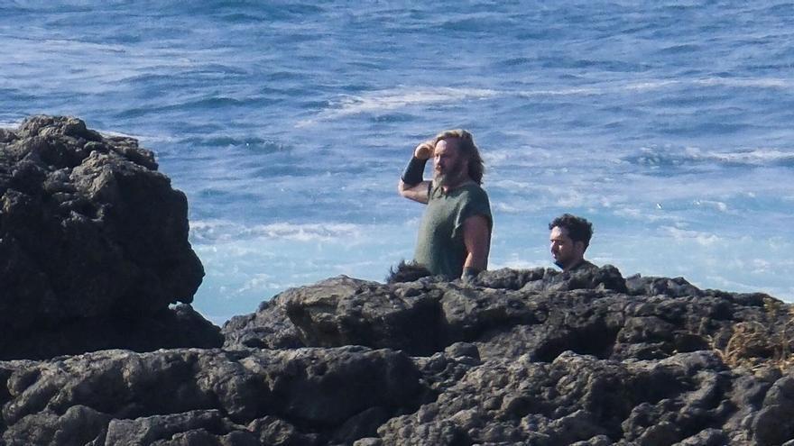 El rodaje de la película 'El último druida' con Russell Crowe en la costa de Telde, en imágenes