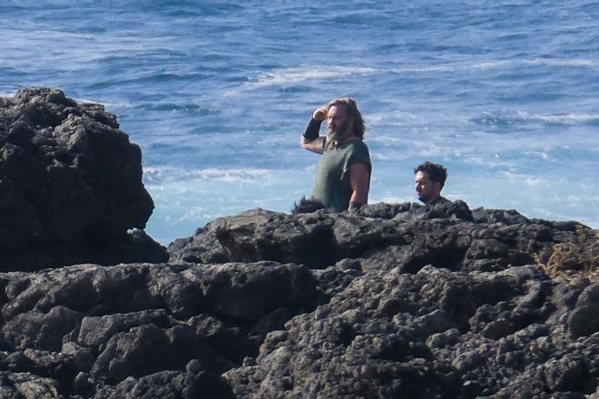 El rodaje de la película 'El último druida' con Russell Crowe en la costa de Telde, en imágenes