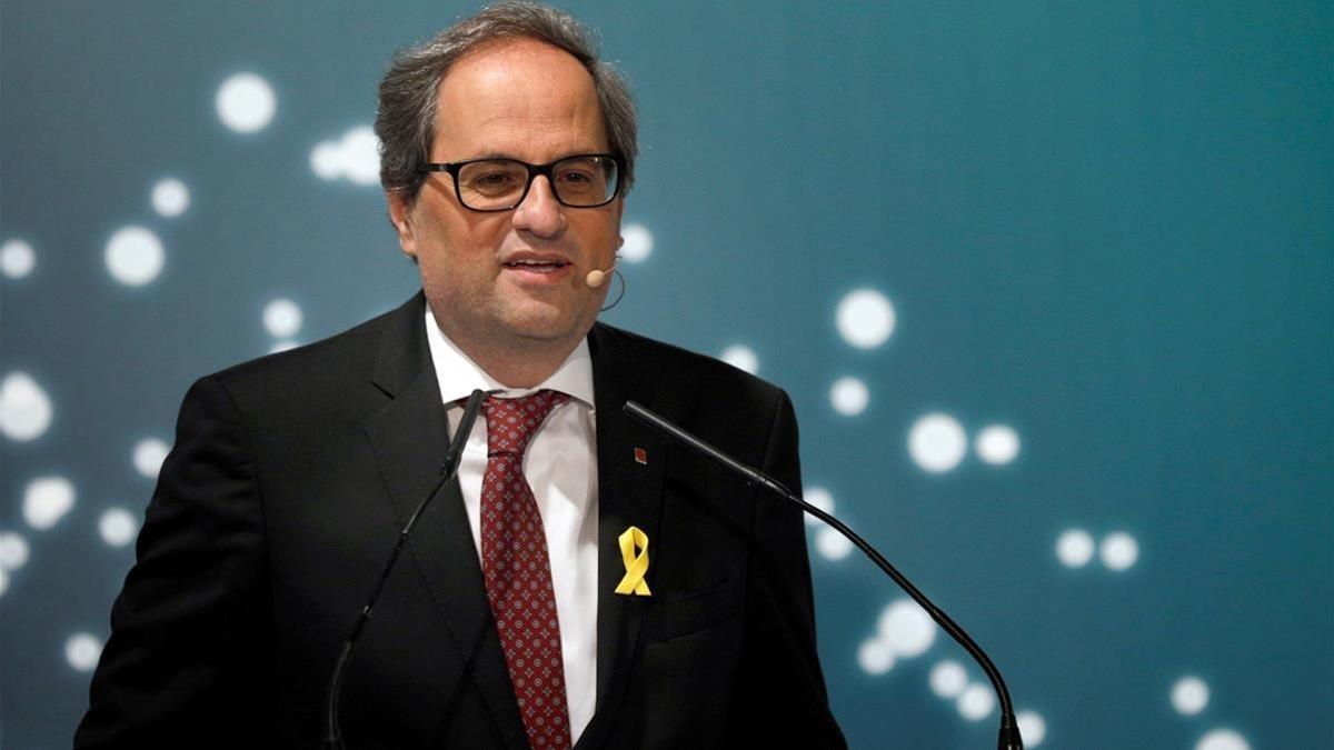 Quim Torra, el pasado 15 de junio, durante su intervención en un foro empresarial en La Seu d'Urgell.