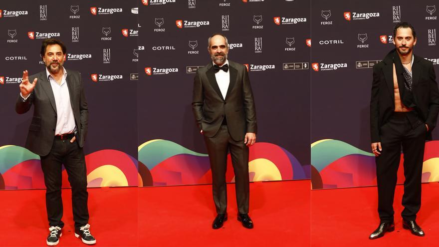 Javier Bardem, Luis Tosar y Paco León en la alfombra roja de los Premios Feroz.