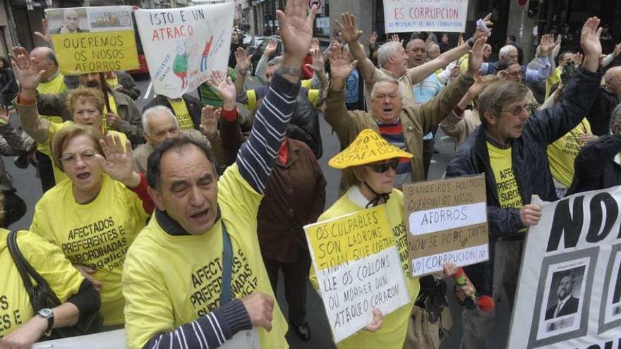 Protesta de preferentistas en A Coruña.