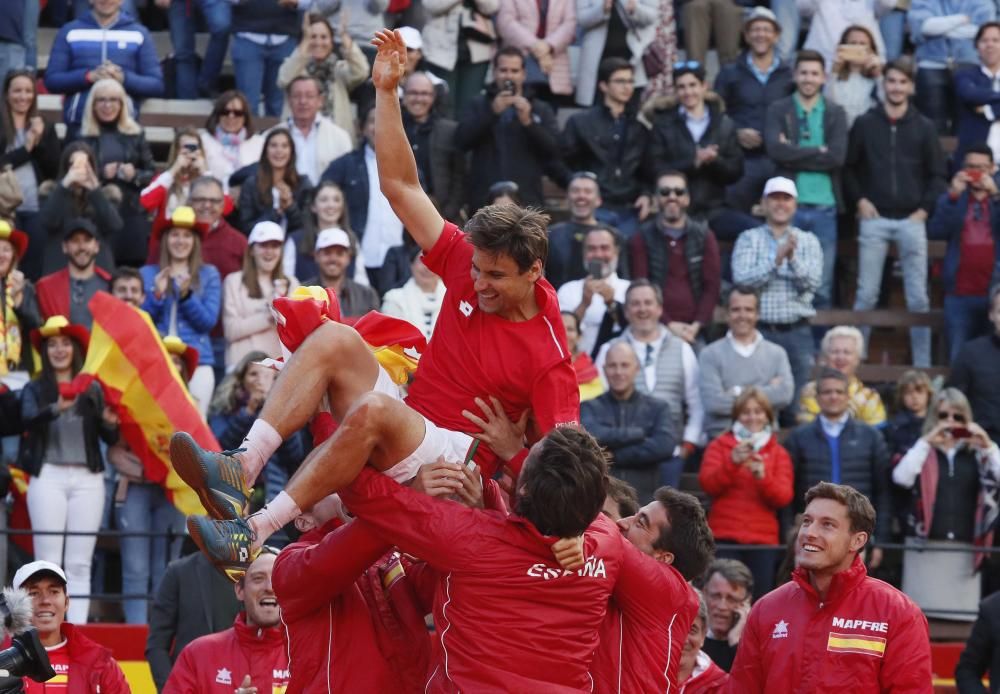 La celebración del equipo español de Copa Davis