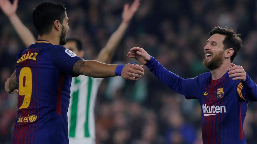 Leo Messi y Suárez durante un partido con el Barcelona.