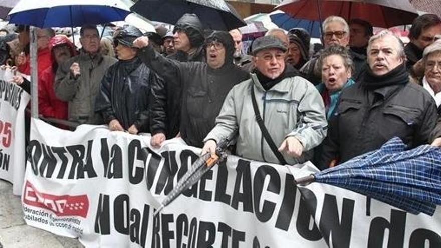 Una protestas de pensionistas en Madrid.