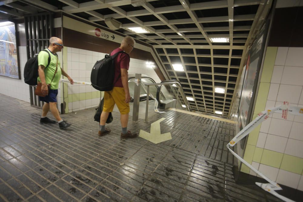 La estación de metro Turia, afectada por las lluvias