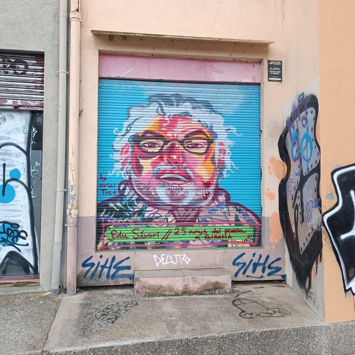 El mural pintat pel seu amic Oriol Tuca