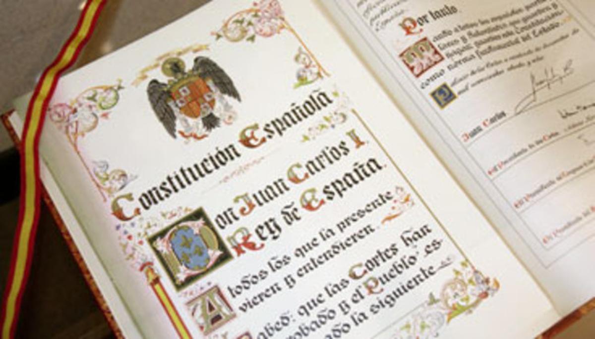 L’exemplar original de la Constitució espanyola de 1978 que s’exposa en a Eurocambra de Brussel.les.