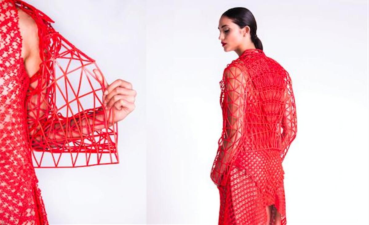 Chaquetas y vestidos de malla, la primera colección impresa en 3D