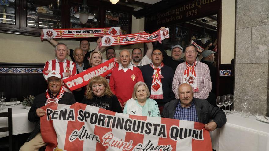 La peña Quini, un particular templo sportinguista y un ascenso &quot;fundamental para cambiar las cosas&quot;