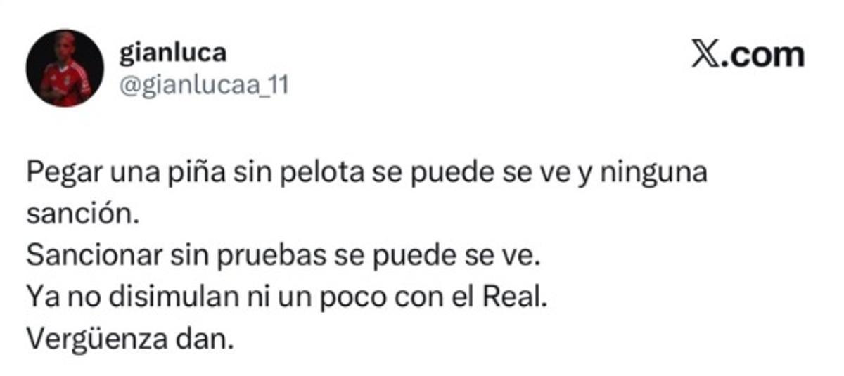El pantallazo del mensaje en 'X' de Prestianni tras confirmarse su sanción