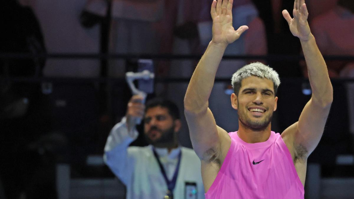 Carlos Alcaraz celebra su victoria ante Fritz en el Six Kings Slam