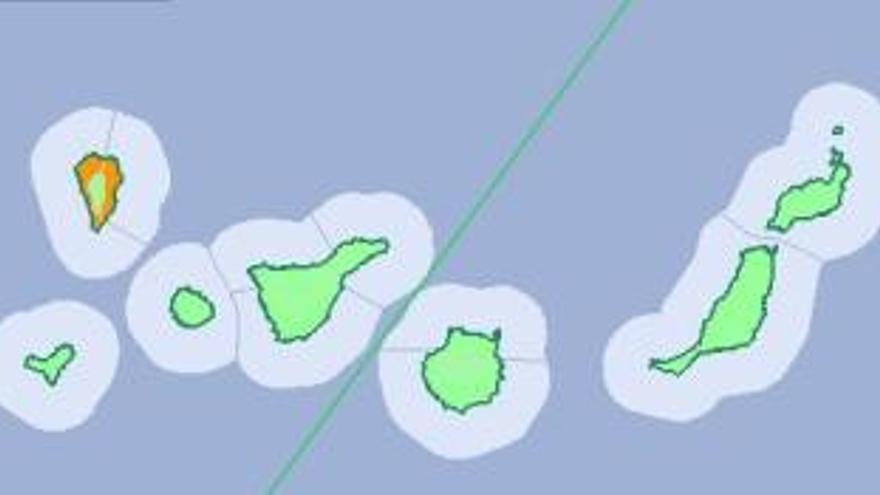 La AEMET activa el aviso naranja por fuertes lluvias en la isla de La Palma