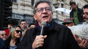 El líder de Francia Insumisa, Jean-Luc Mélenchon, durante un evento del Frente Amplio en Montevideo (Uruguay). 