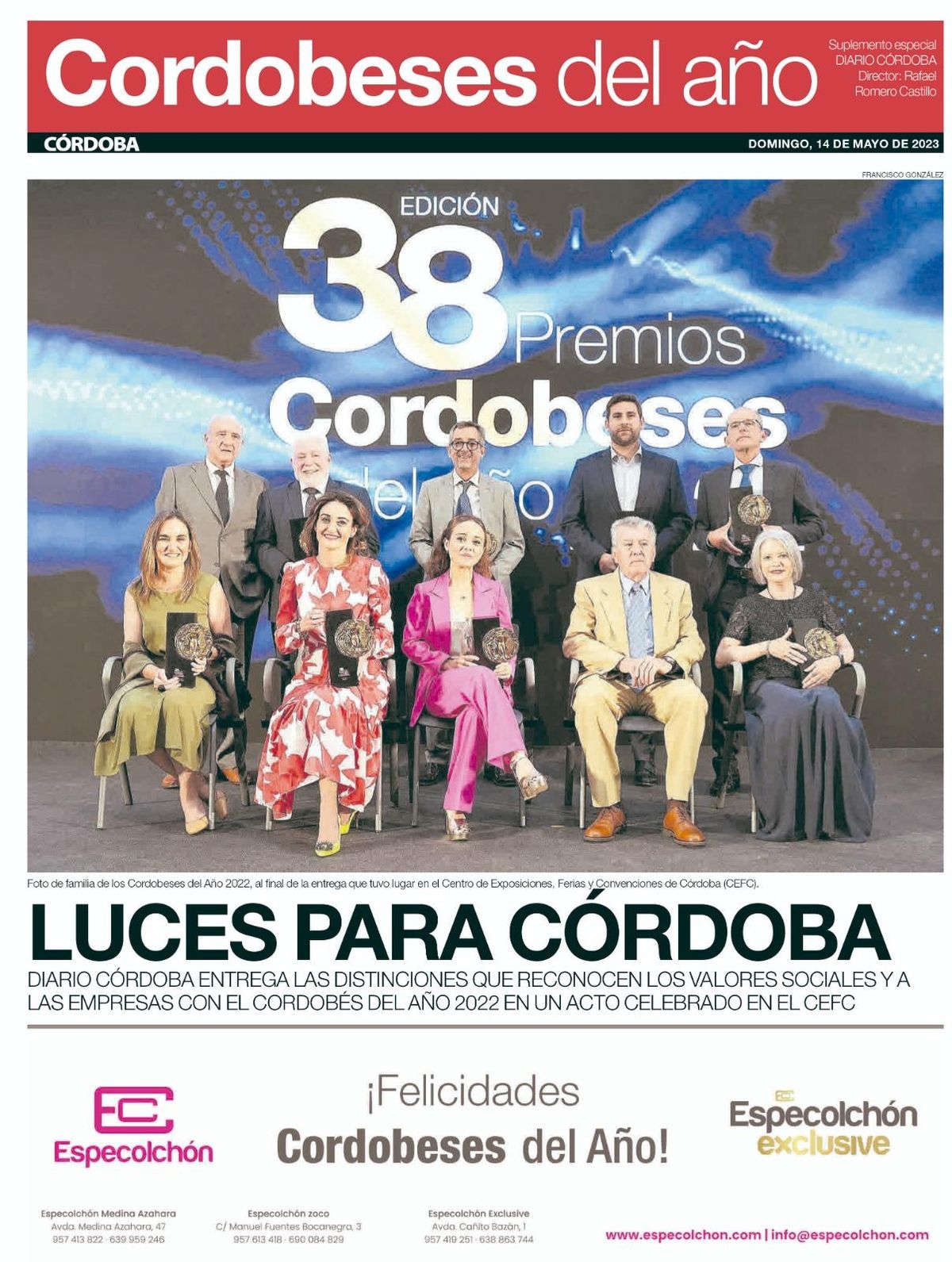 Portada del suplemento de Los Cordobeses del Año.