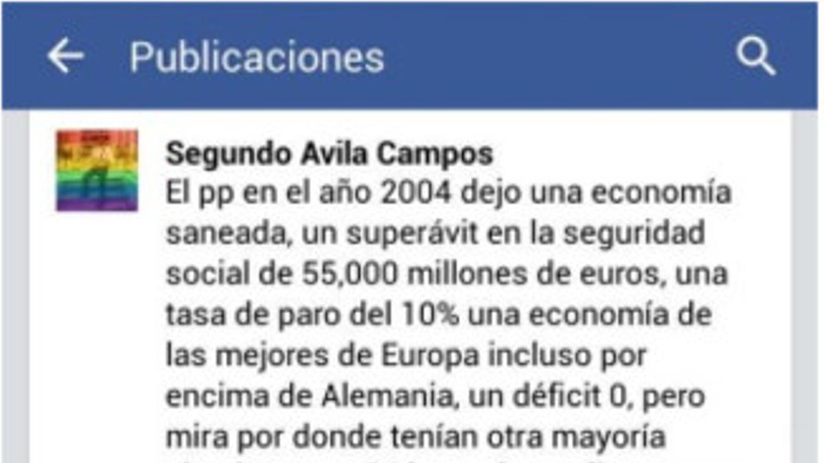 Comentario que el concejal del PP de Algeciras Segundo Ávila publicó en su cuenta de Facebook.