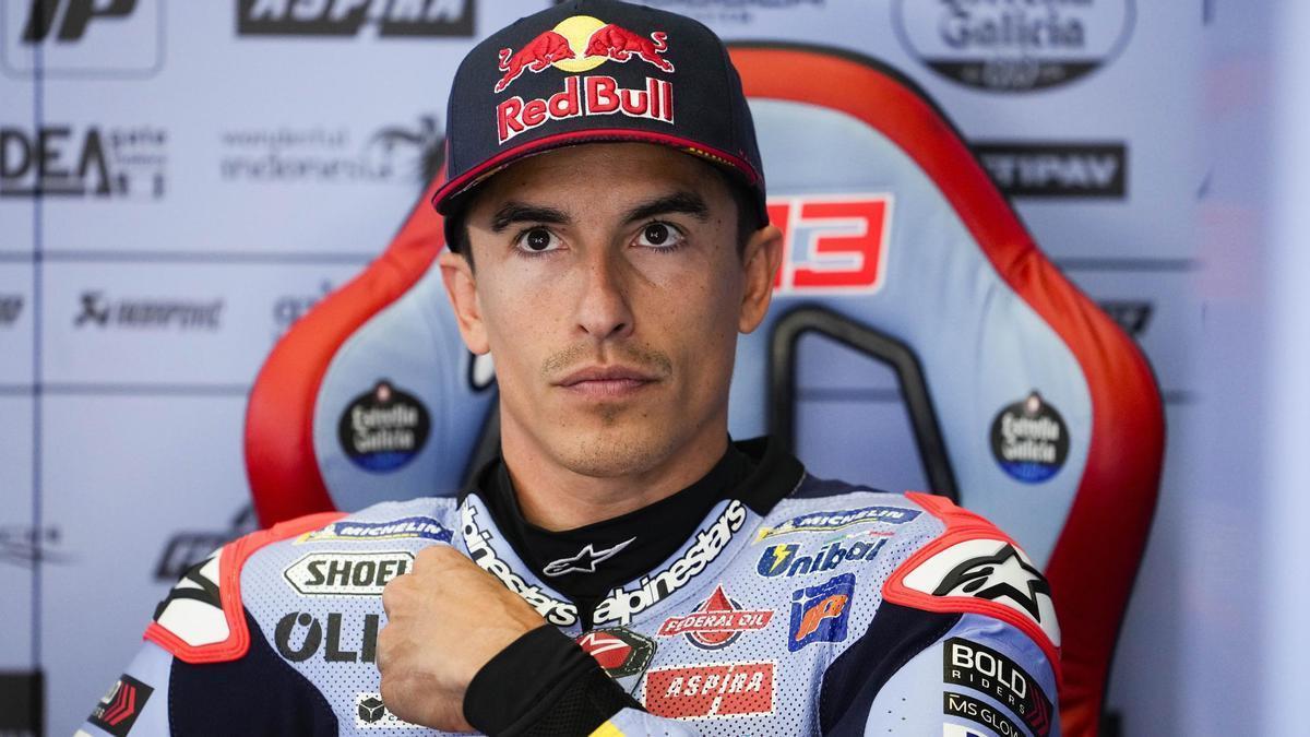 Marc Márquez (Ducati), hoy, en el 'boxe' del equipo Gresini Racing Team.