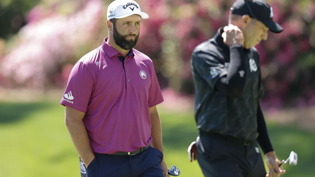 Jon Rahm y Sergio Garcia, en un entrenamiento de esta semana en Augusta.