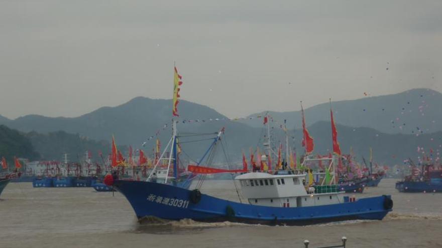 Barcos de la flota pesquera de China.