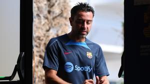 Xavi, antes de la rueda de prensa