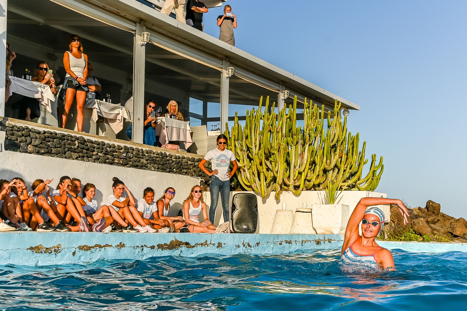 Exhibición del VIII Campus Lanzarote Sincro con Gemma Mengual, entre otras nadadoras