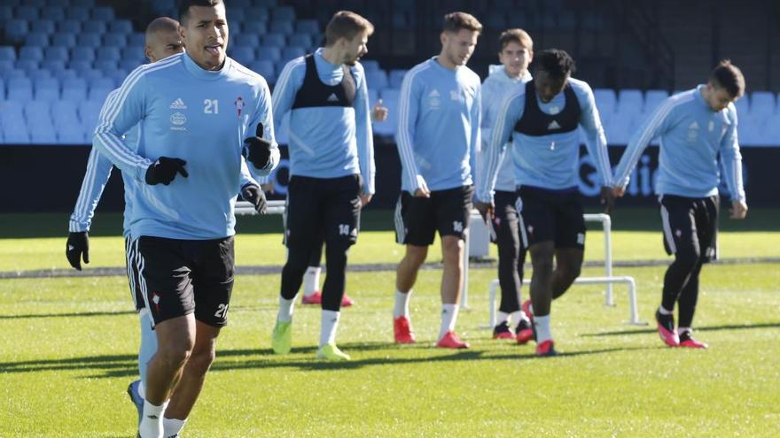 Jeison Murillo, durante un entrenamiento del Celta esta semana. // Alba Villar