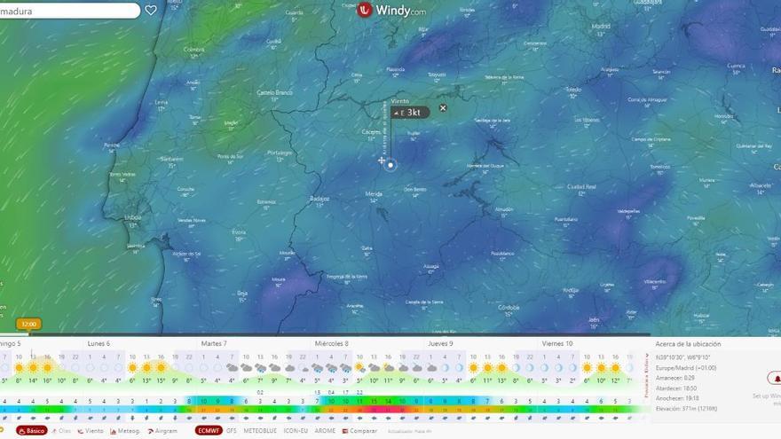 Así será la predicción meteorológica en las provincias de Cáceres y Badajoz