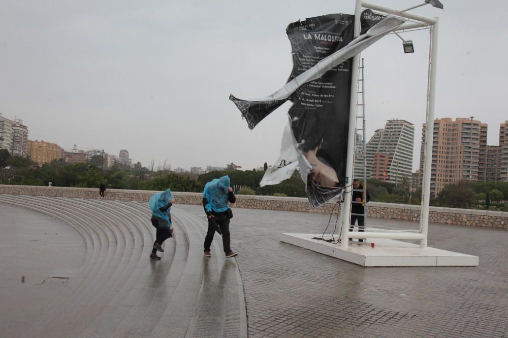 Temporal de lluvia y viento en Valencia