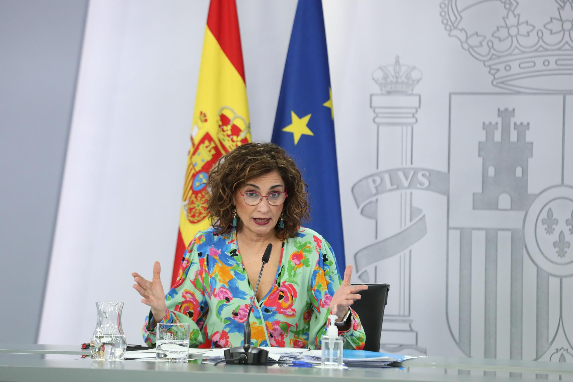 La portavoz del Gobierno, María Jesús Montero, en rueda de prensa posterior al Consejo de Ministros de este 25 de mayo de 2021, en la Moncloa.