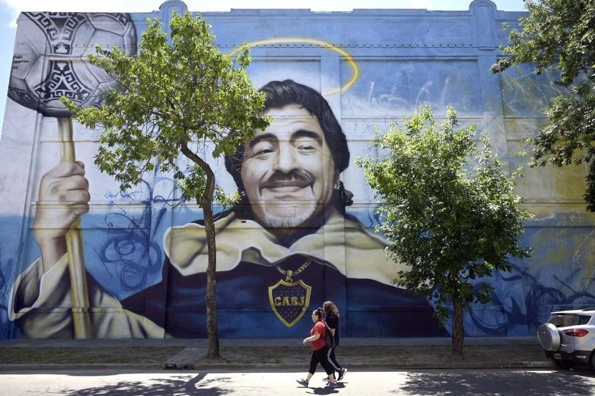 Mural de Diego Armando Maradona en Buenos Aires.