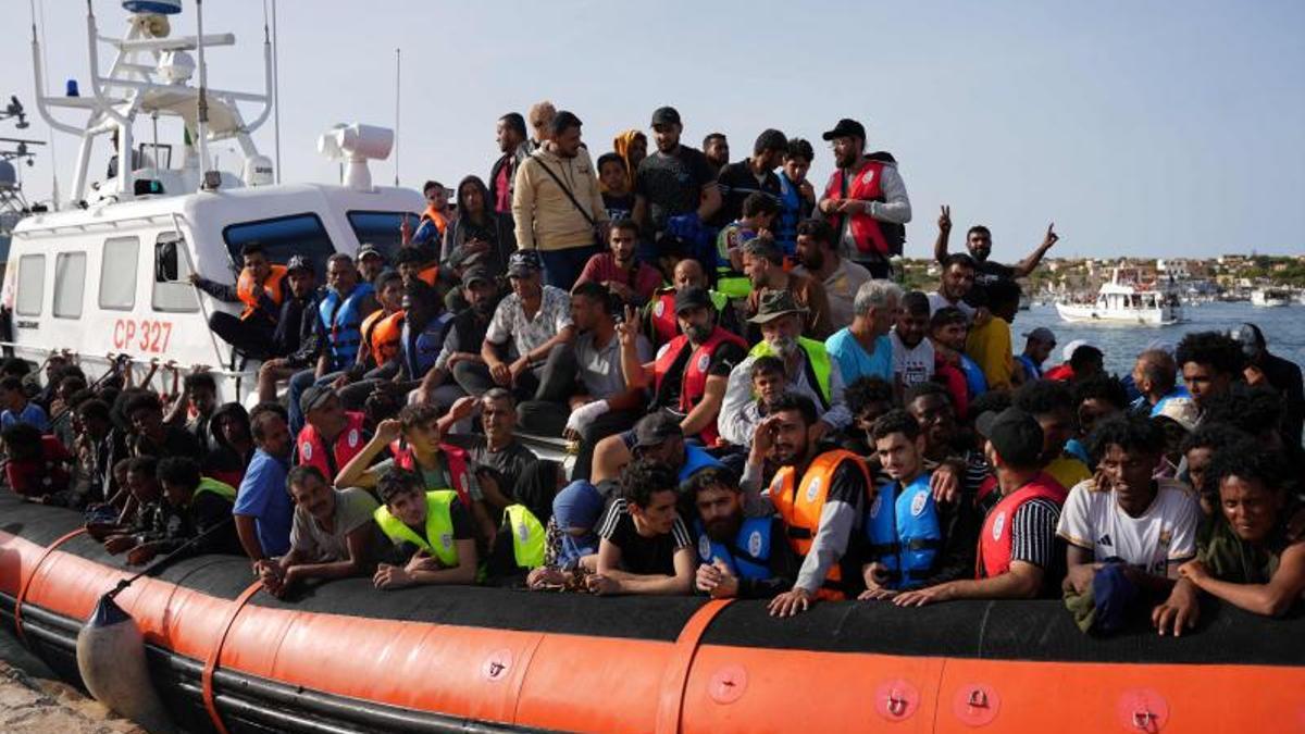 Llegada de migrantes a la isla italiana de Lampedusa el 18 de septiembre.