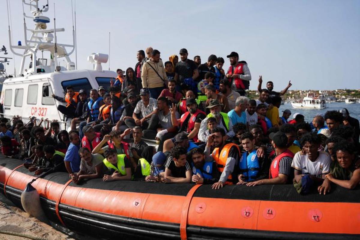 Llegada de migrantes a la isla italiana de Lampedusa el 18 de septiembre.