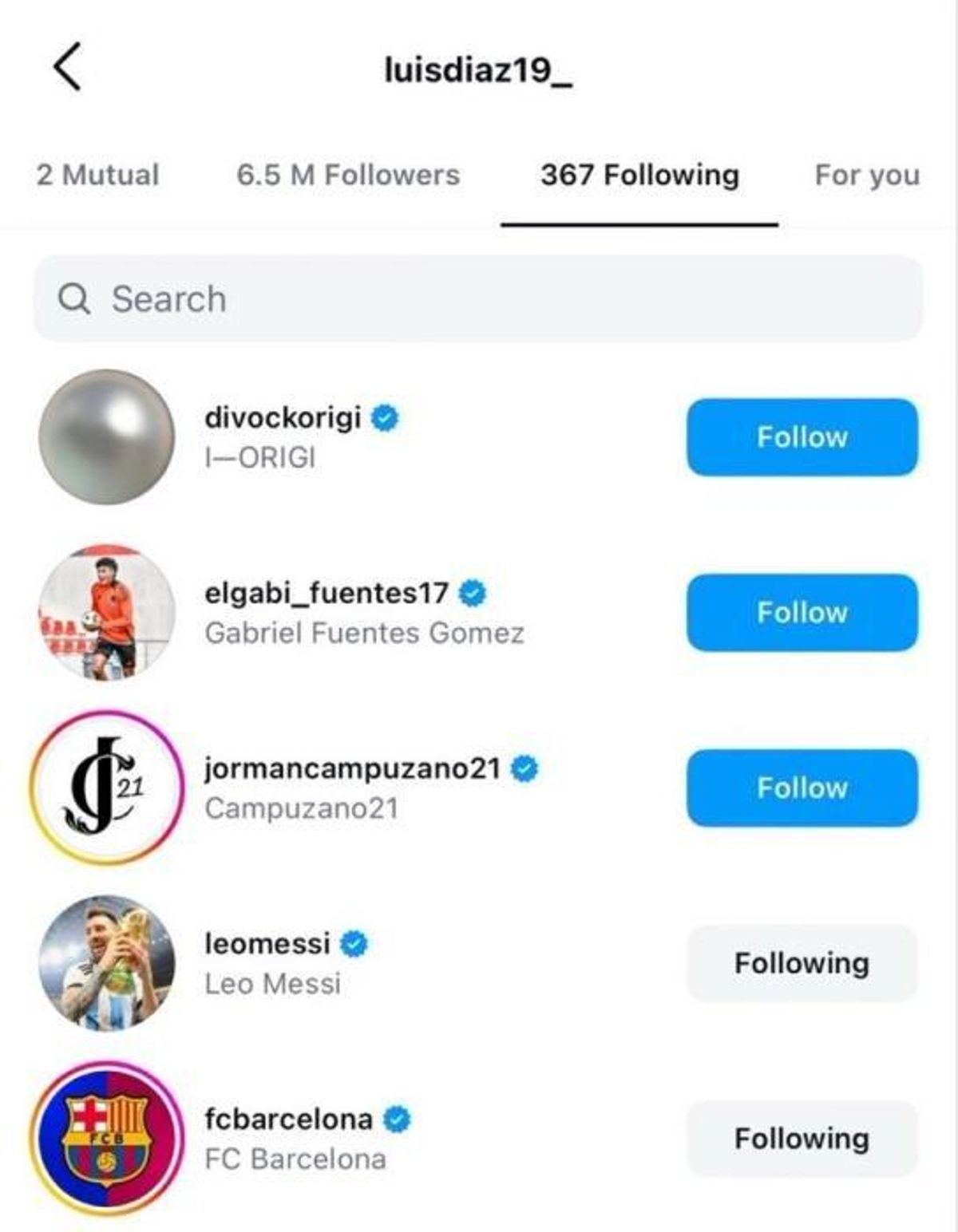 Luis Díaz empezó a seguir al FC Barcelona