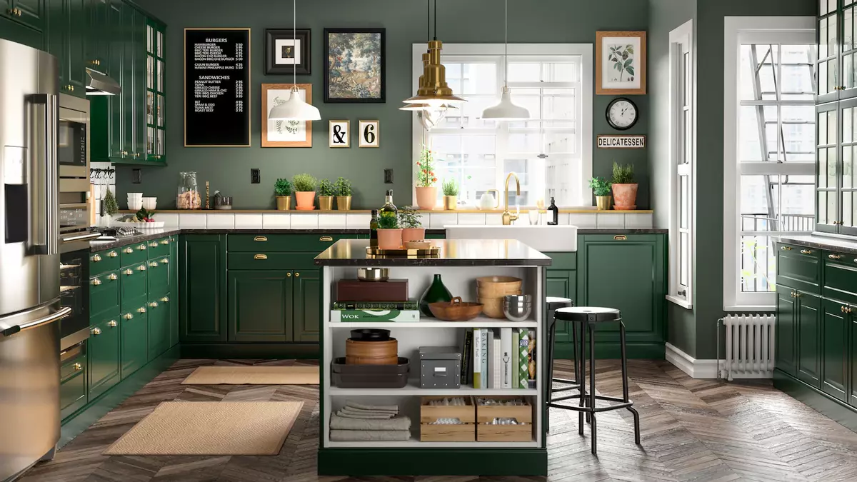 Cocina Ikea | Esta cocina verde tiene un estilo industrial y elegante