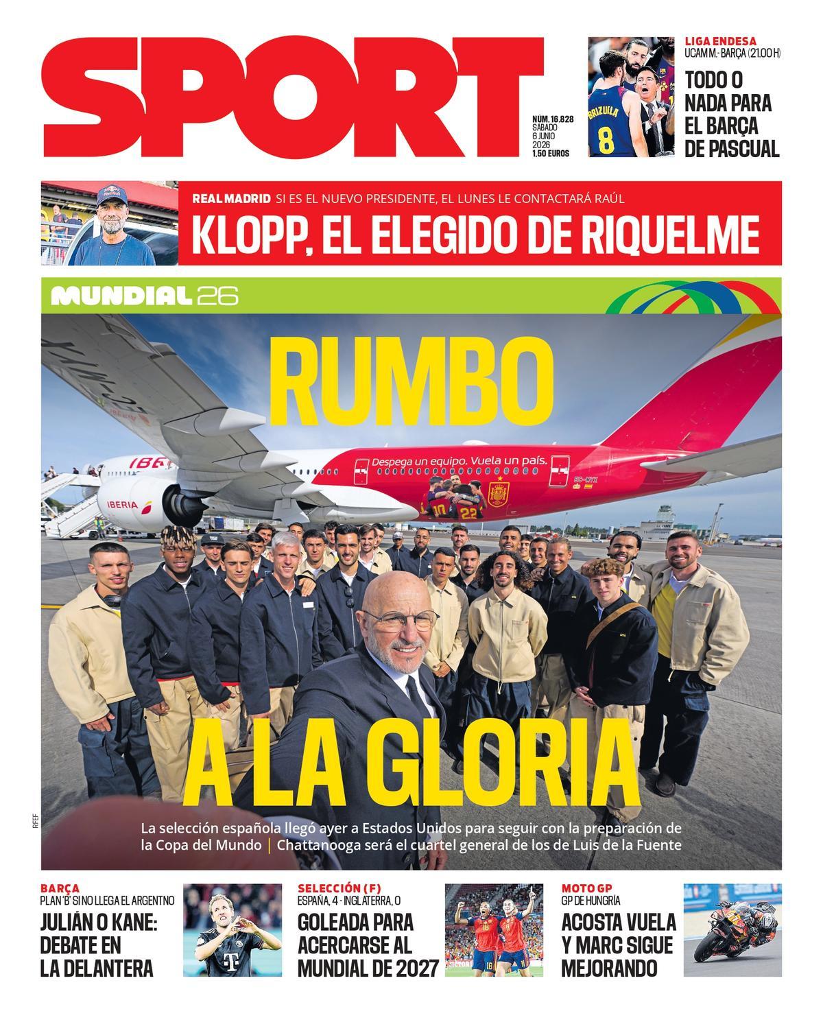 Esta es la portada de SPORT de hoy sábado, 6 de junio de 2026