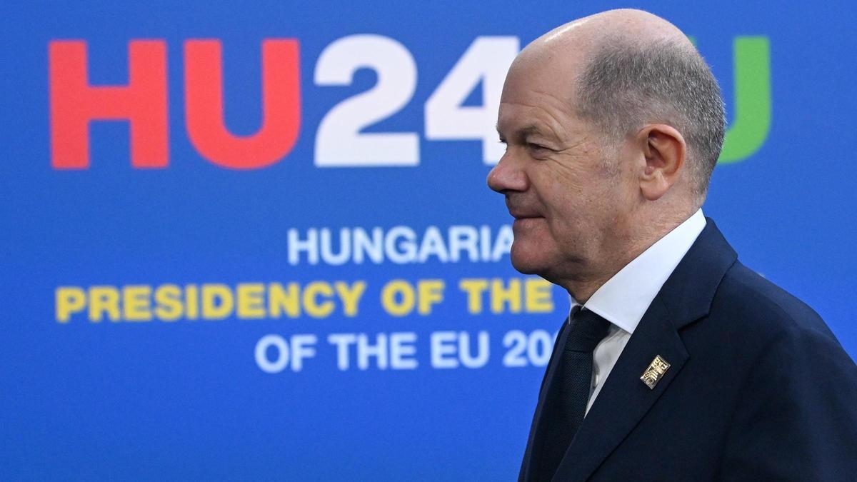 El canciller alemán, Olaf Scholz, este viernes en la cumbre informal de Budapest.