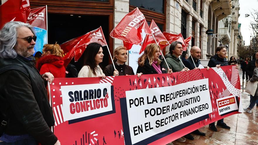 Protestas de los empleados de la banca en València