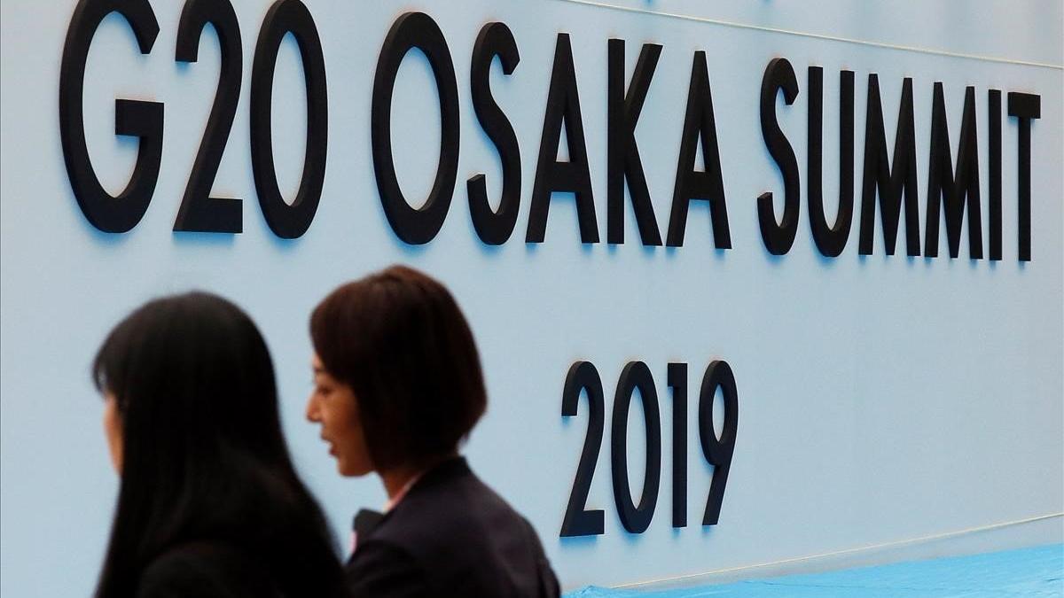 Entrada a la sede de la cumbre del G-20 en Osaka.