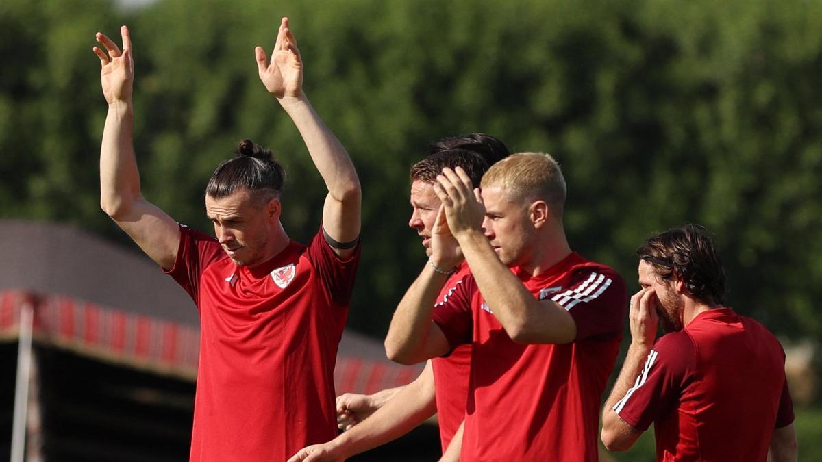 Gareth Bale, en un entrenamiento de Gales.
