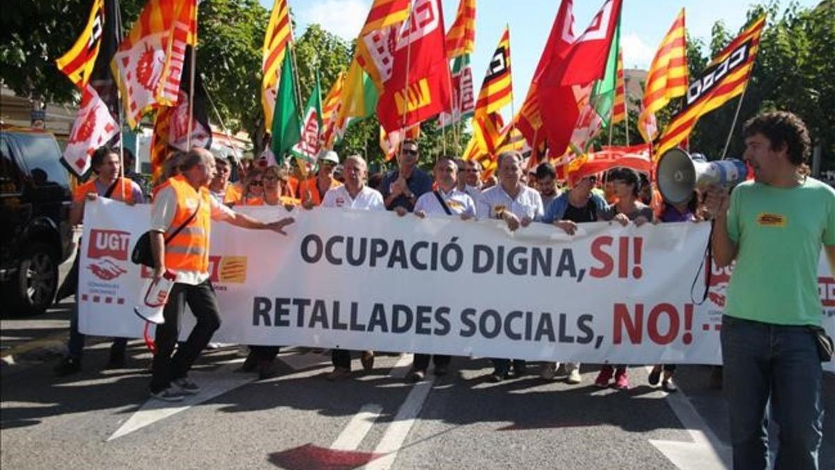 Manifestación en Lloret para reclamar una mejora en las condiciones laborales en la hostelería.