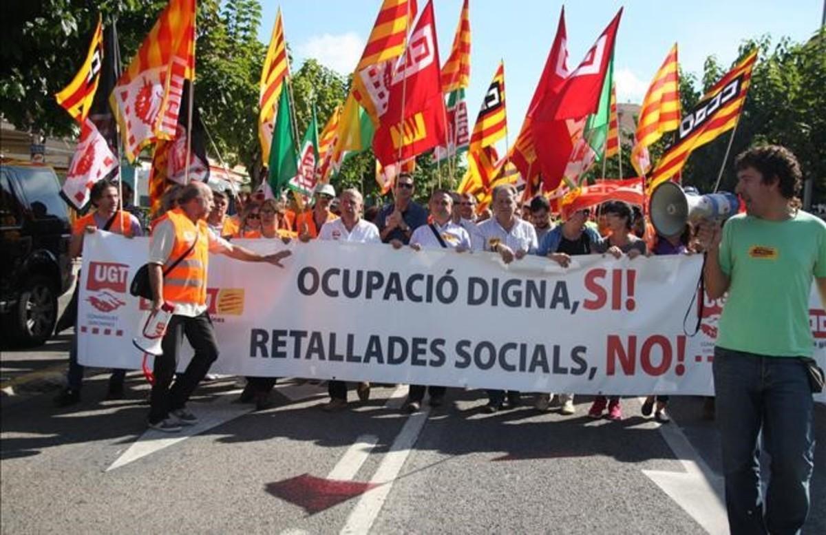 Manifestación en Lloret para reclamar una mejora en las condiciones laborales en la hostelería.