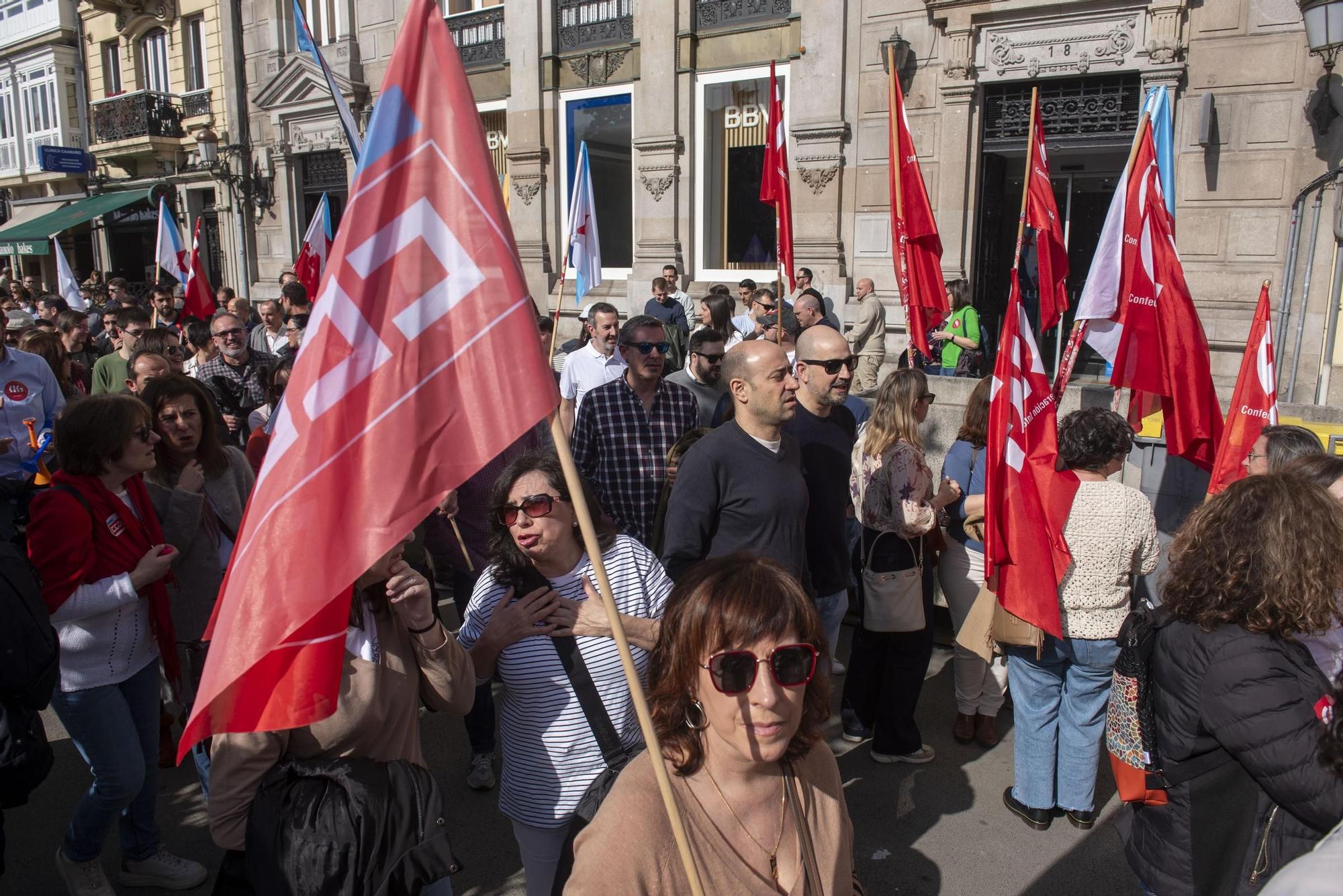 Manifestación de trabajadores del sector de la banca en A Coruña