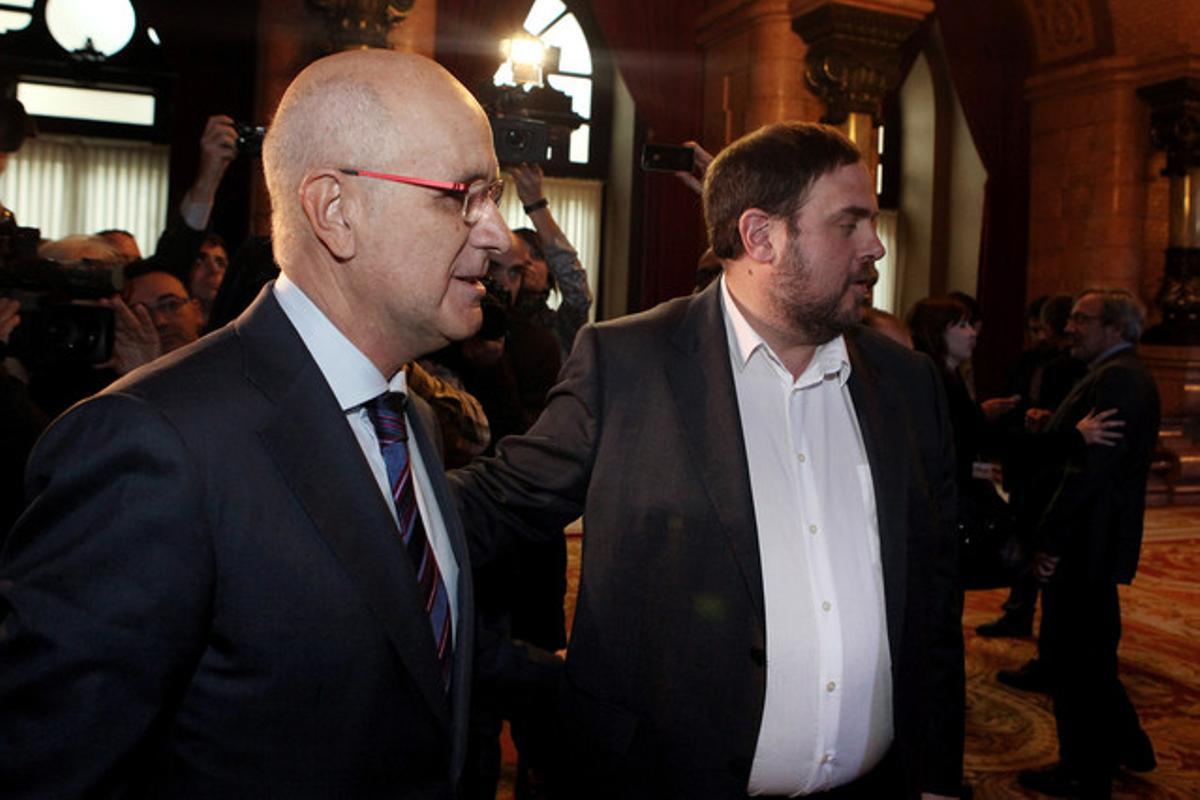 Josep Antoni Duran Lleida i Oriol Junqueras, al Parlament el 2012. Josep Antoni Duran Lleida i Oriol Junqueras, al Parlament el 2012.