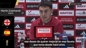 Zubimendi, sobre la eficacia goleadora de Mikel Merino: No es suerte porque lo ha entrenado